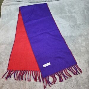 Vintage Echo Scarf 11" X 52" Made Japan Rectangular Red & Purple‎ Fringed SOFT!